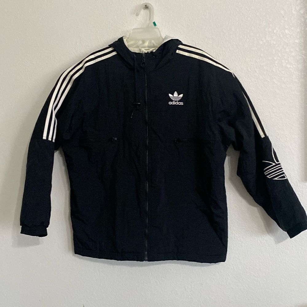 ADIDAS Originals Full Zip, Fully Lined, Insulated Hooded Black Jacket Size S